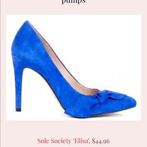 Sole society Elisa suede blue bow pumps heel